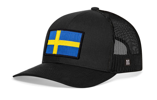 Swedish Flag Trucker Hat | Black Sweden Snapback