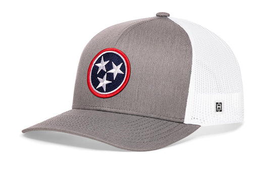 Tennessee Flag Trucker Hat | Gray-White TN Snapback