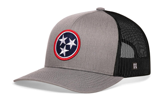 Tennessee Flag Trucker Hat | Gray-Black TN Snapback