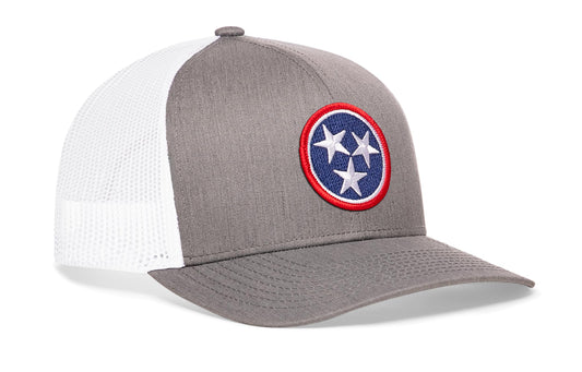 Tennessee Flag Trucker Hat | Gray-White TN Snapback