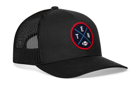 Tennessee Trucker Hat | Black TEN X Football Snapback
