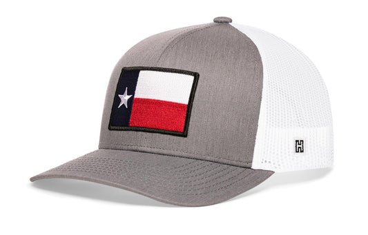 Texas Flag Trucker Hat | Gray-White TX Snapback