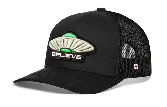 Believe Trucker Hat | Black Alien UAP Snapback