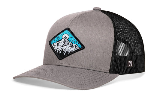 Diamond Mountain and Trees Trucker Hat | Gray-Black Outdoors Snapback