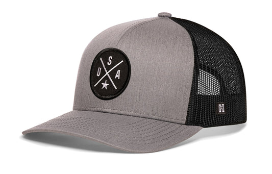 USA Trucker Hat | Gray-Black America Snapback