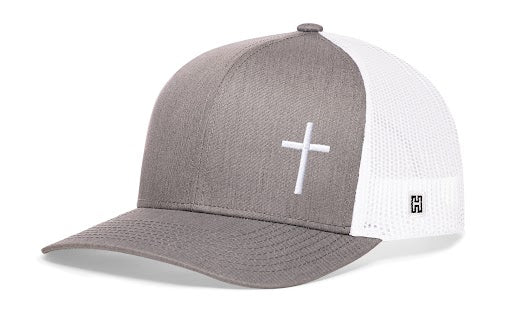Cross Trucker Hat | Gray-White Cross Snapback