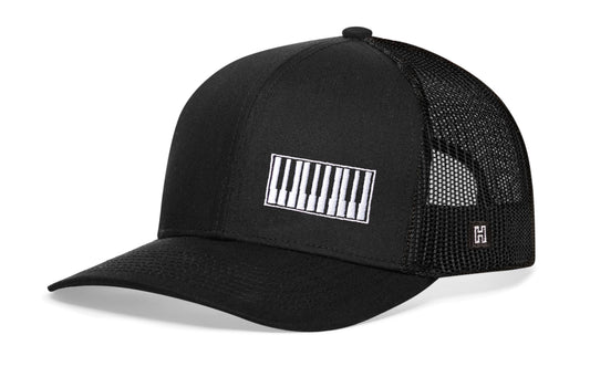 Piano Keys Trucker Hat | Black Piano Snapback