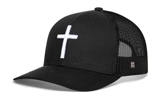 Cross Trucker Hat | Black bold cross Snapback
