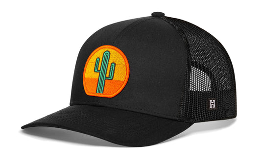 Cactus Sunset Trucker Hat | Black Cactus Sunet Snapback