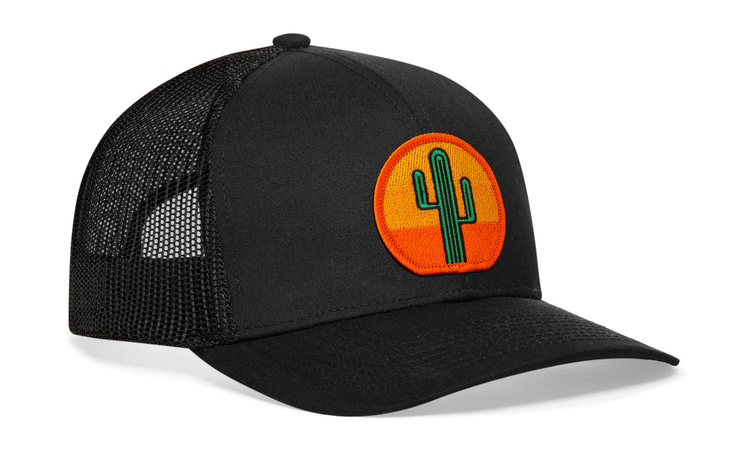 Cactus Sunset Trucker Hat  |  Black Cactus Sunet Snapback