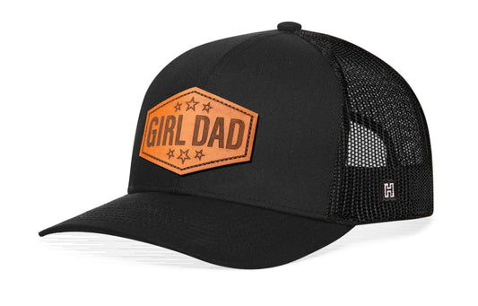 Girl Dad Leather Trucker Hat | Black Snapback