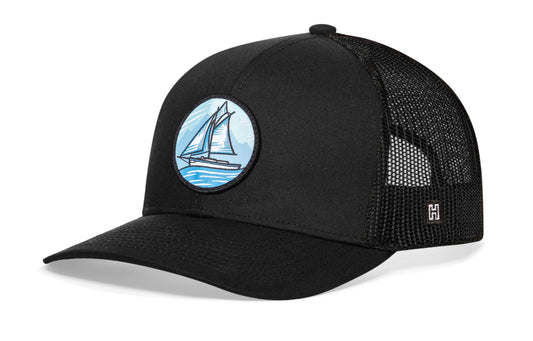 Sailboat Trucker Hat | Black Boating Snapback