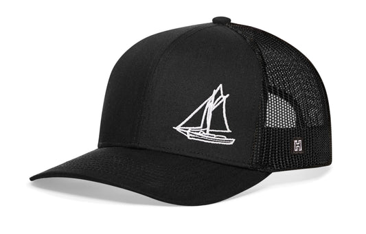 Sailboat Trucker Hat | Black Snapback