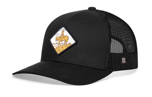 Horse & Cowboy Trucker Hat | Black Diamond Snapback
