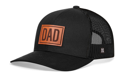 Dad Leather Trucker Hat | Black Snapback