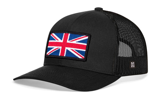 United Kingdom Flag Trucker Hat | Black UK Union Jack Snapback