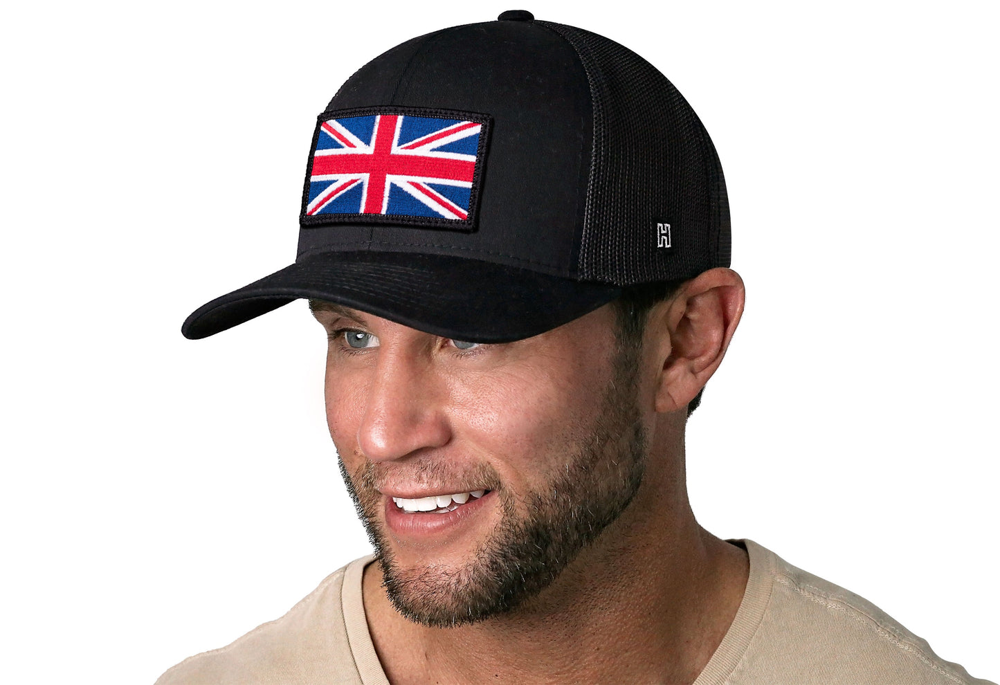 United Kingdom Flag Trucker Hat  |  Black UK Union Jack Snapback