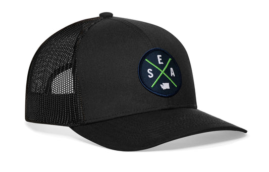 Seattle Trucker Hat | Black SEA X Snapback