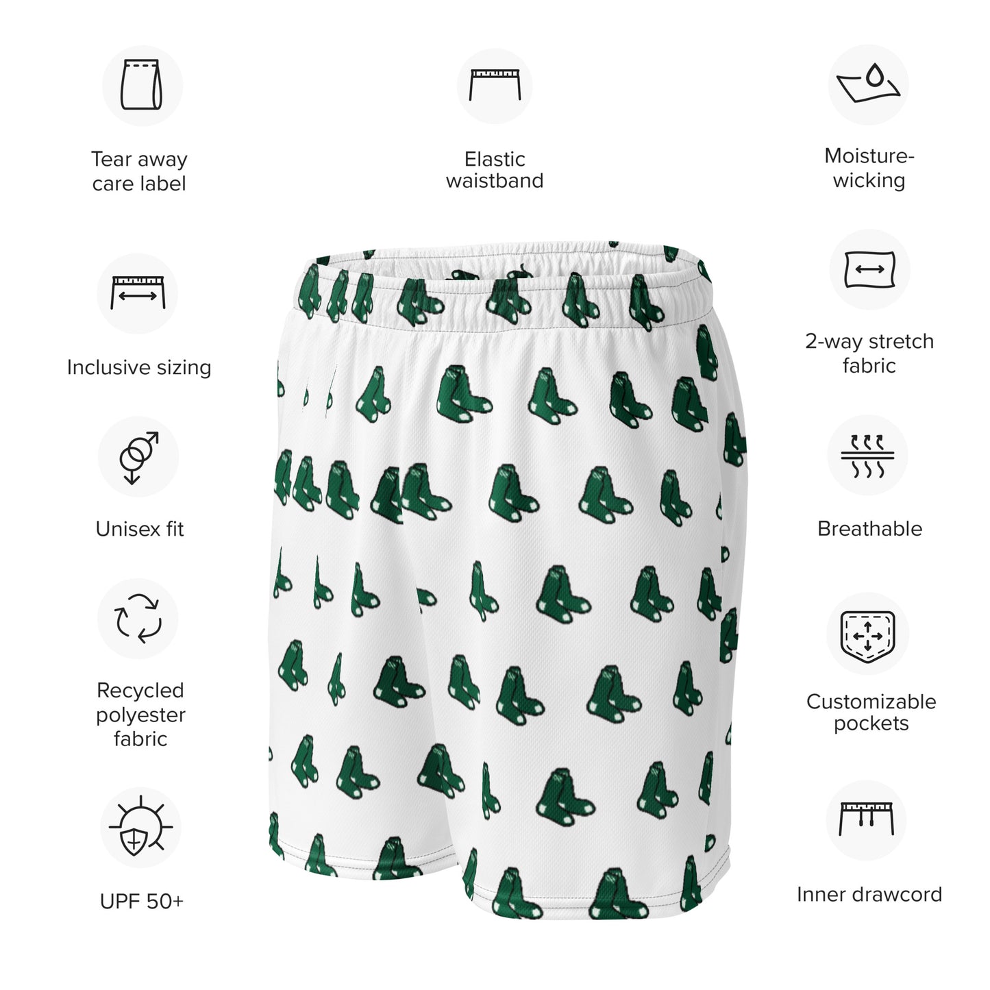GREEN SOX icon pattern - Unisex mesh shorts