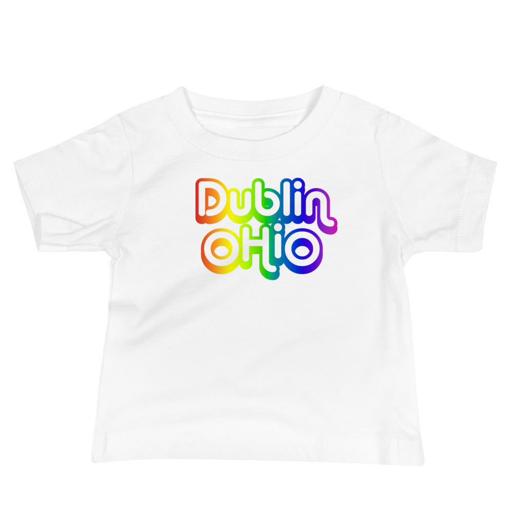 DUBLIN OHIO (bubble letters) (ROY G. BIV PALETTE) - Baby Jersey Short Sleeve Tee