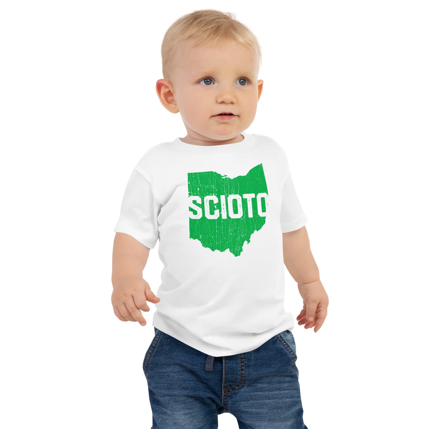 OH State Shape (distressed)_SCIOTO (knockout)-Baby Jersey Short Sleeve Tee