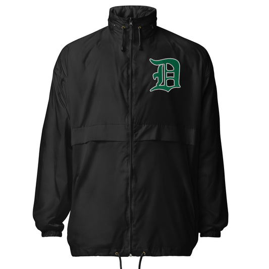 Script D (front-white, green outline)_Green Sox (back-script)Unisex windbreaker