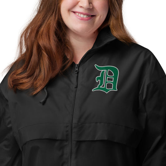 Script D (front-white, green outline)_Green Sox (back-script)Unisex windbreaker