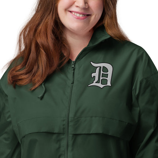 Script D (front green, white outline)_GREEN SOX (back green, white outline) - Unisex windbreaker