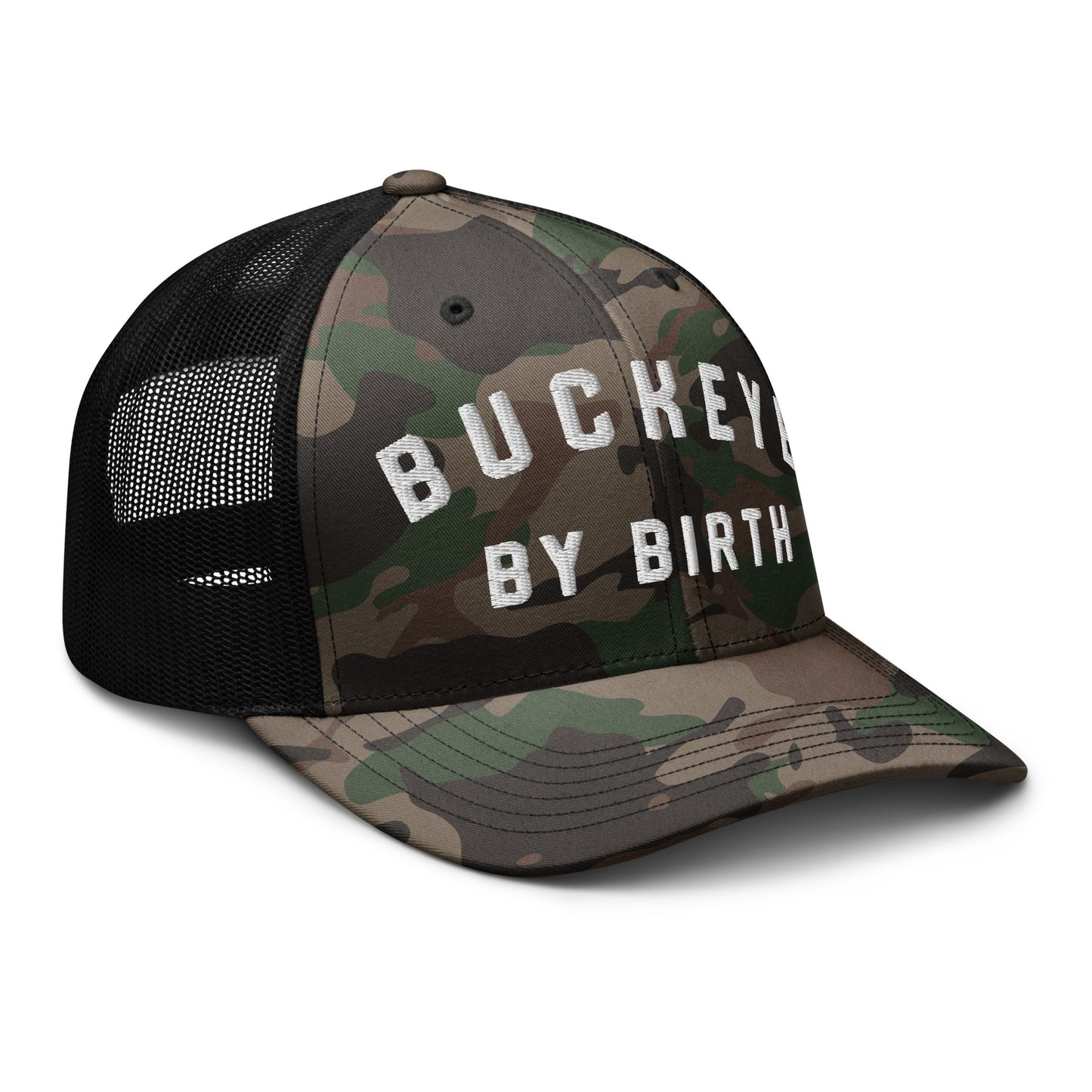 BUCKEYE BY BIRTH-Camouflage trucker hat