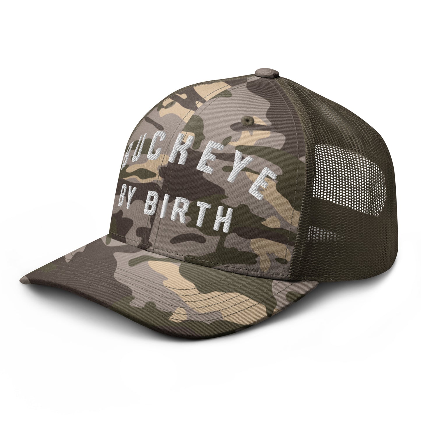 BUCKEYE BY BIRTH-Camouflage trucker hat