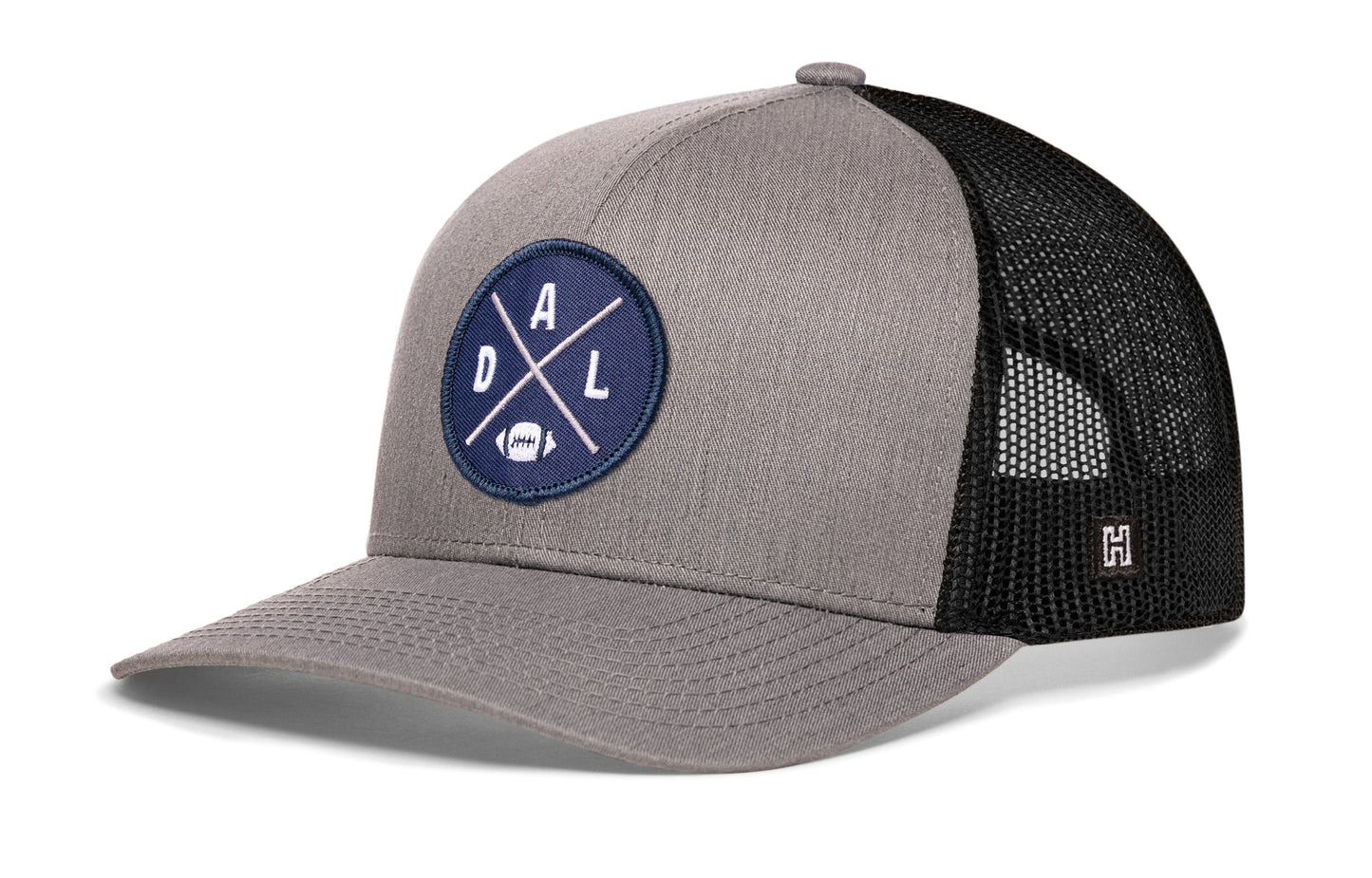 Dallas Trucker Hat  |  Gray-White DAL X Football Snapback