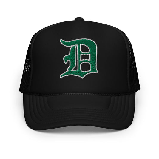 Script D (black with white outline) - Foam trucker hat