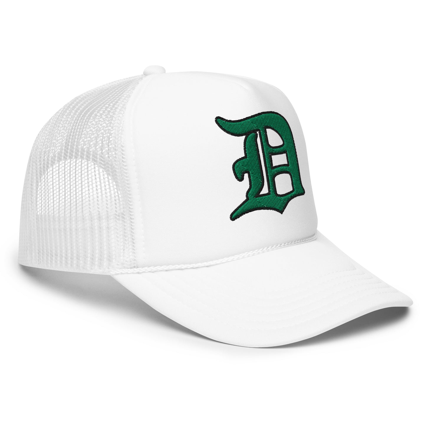 Script D (green with black outline) - Foam trucker hat