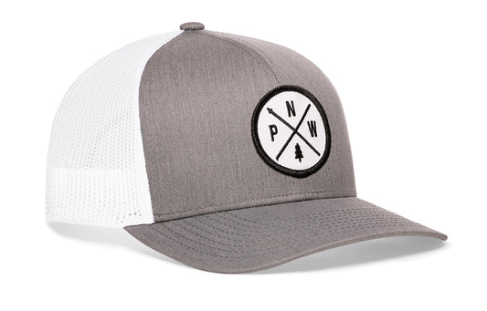 PNW Trucker Hat | Gray-White PNW X Snapback
