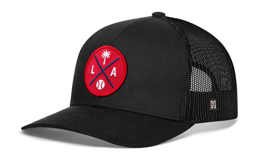 Los Angeles Trucker Hat | Red LA X Baseball Snapback