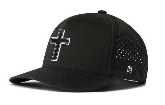 Cross Performance 5-Panel Hat | Black PVC Christian Flexfit® Snapback