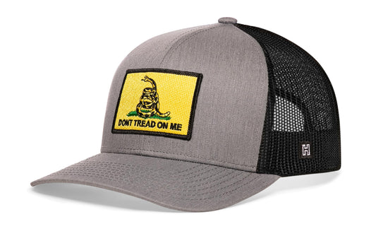 Dont Tread On Me Trucker Hat | Gray-Black Gadsden Flag Yellow Snapback