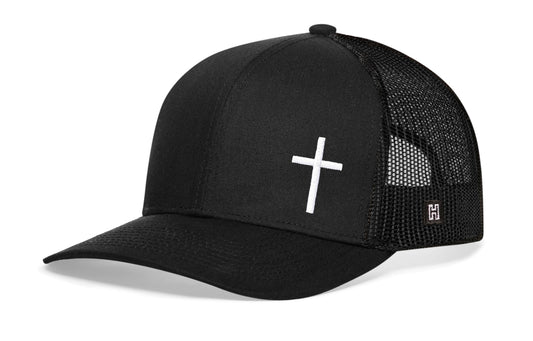 Cross Trucker Hat | Black Cross Snapback