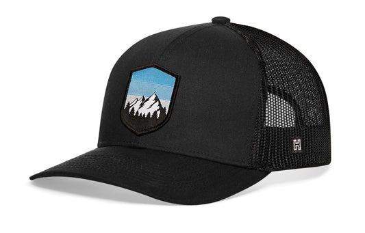 Mountains and Sky Trucker Hat | Black Outdoors Snapback