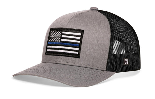 Thin Blue Line Trucker Hat | Gray-Black Police Snapback