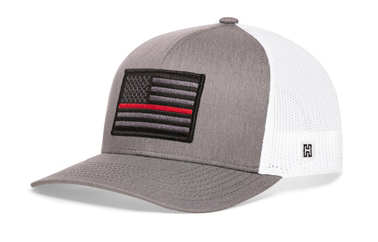 Thin Red Line Trucker Hat | Gray-White Fire Tactical Snapback