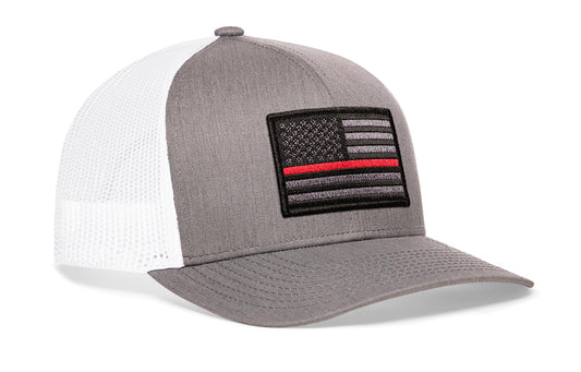 Thin Red Line Trucker Hat | Gray-White Fire Tactical Snapback
