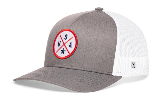 USA Trucker Hat | Gray-White America Snapback