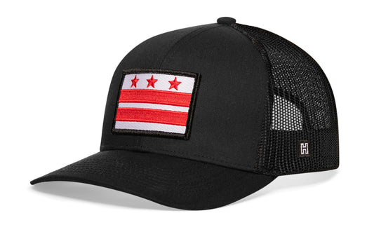 Washington DC Flag Trucker Hat | Black Snapback