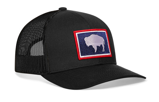 Wyoming Flag Trucker Hat | Black WY Snapback