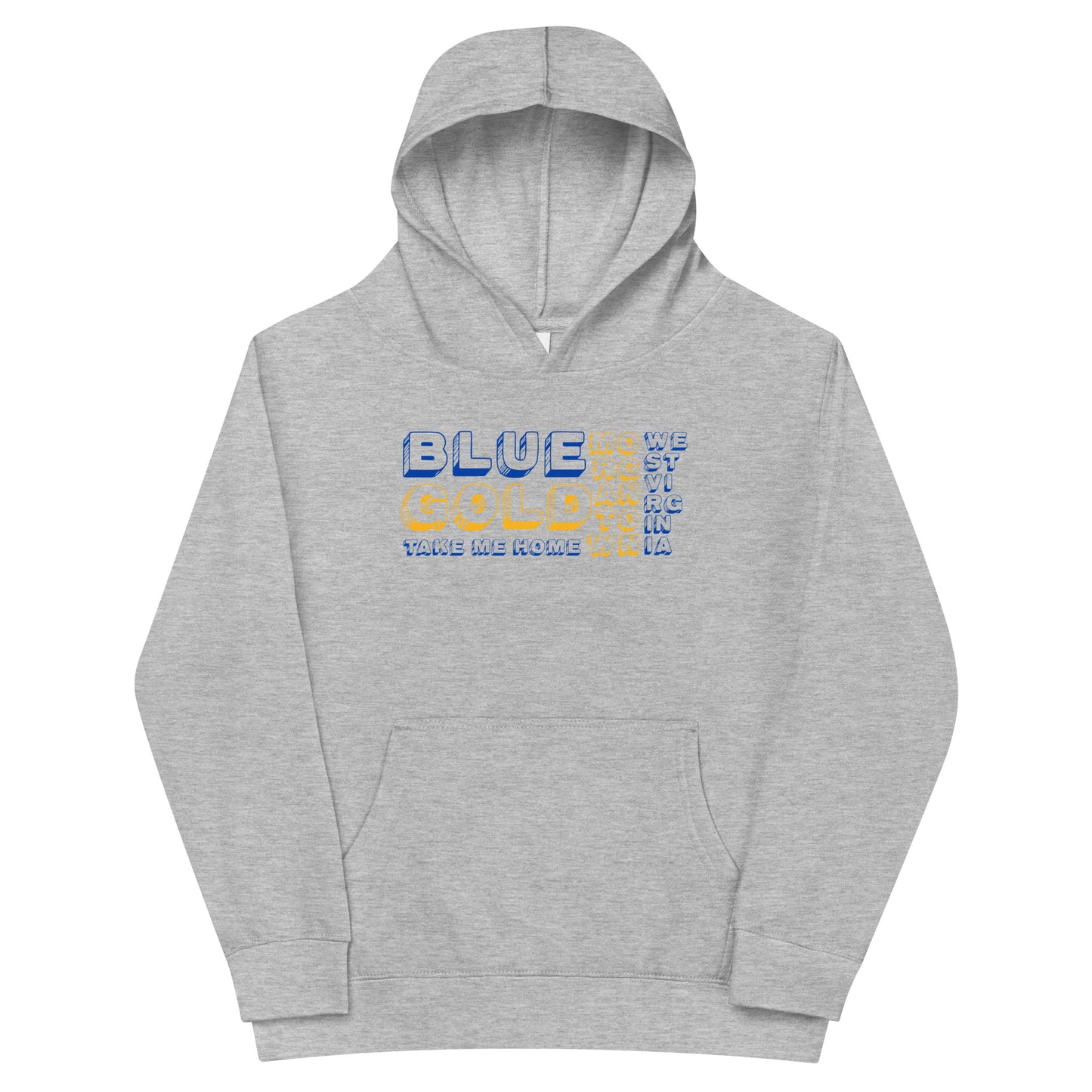 BLUE & GOLD. TAKE ME HOME. MORGANTOWN. WEST VIRGINIA. - Kids fleece hoodie