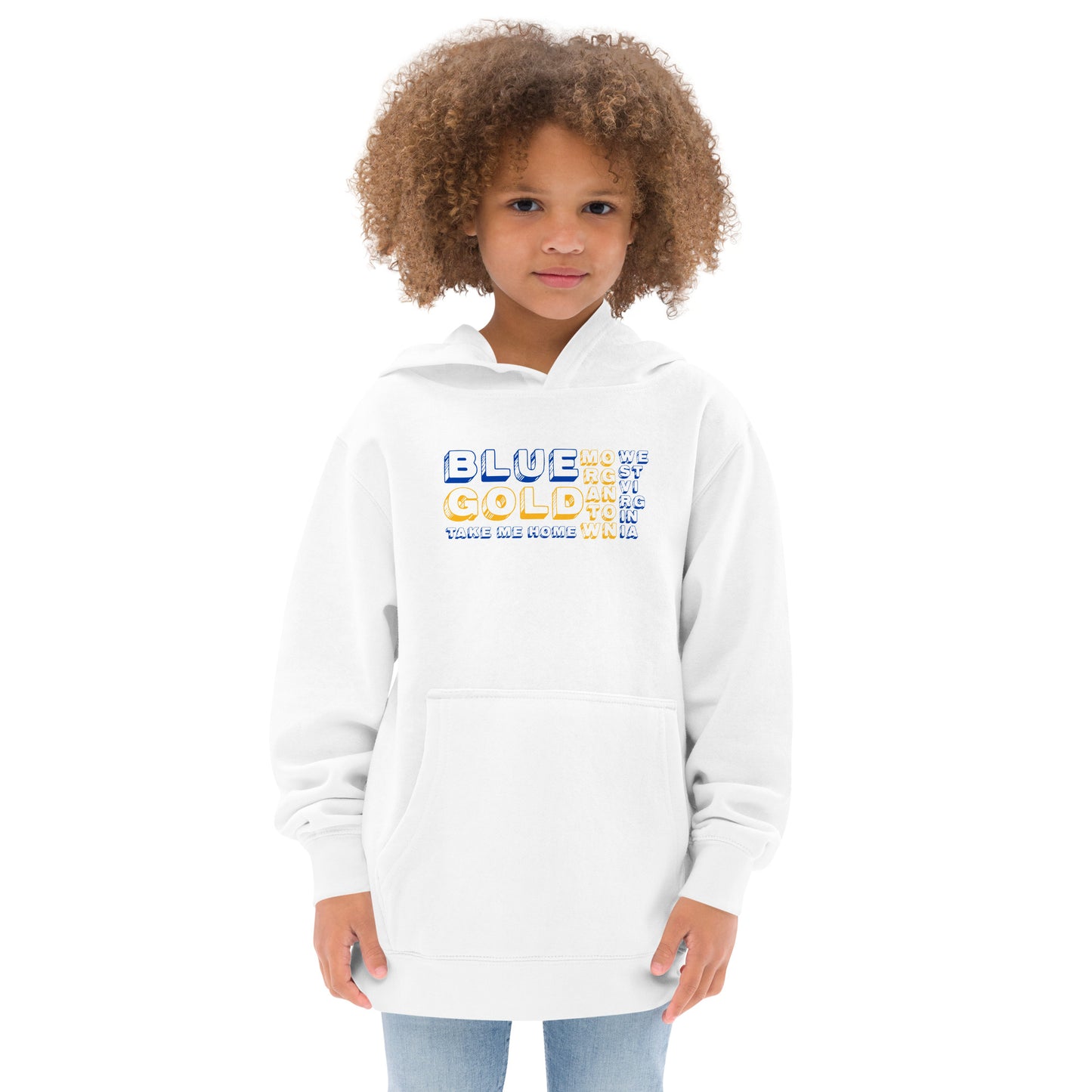 BLUE & GOLD. TAKE ME HOME. MORGANTOWN. WEST VIRGINIA. - Kids fleece hoodie