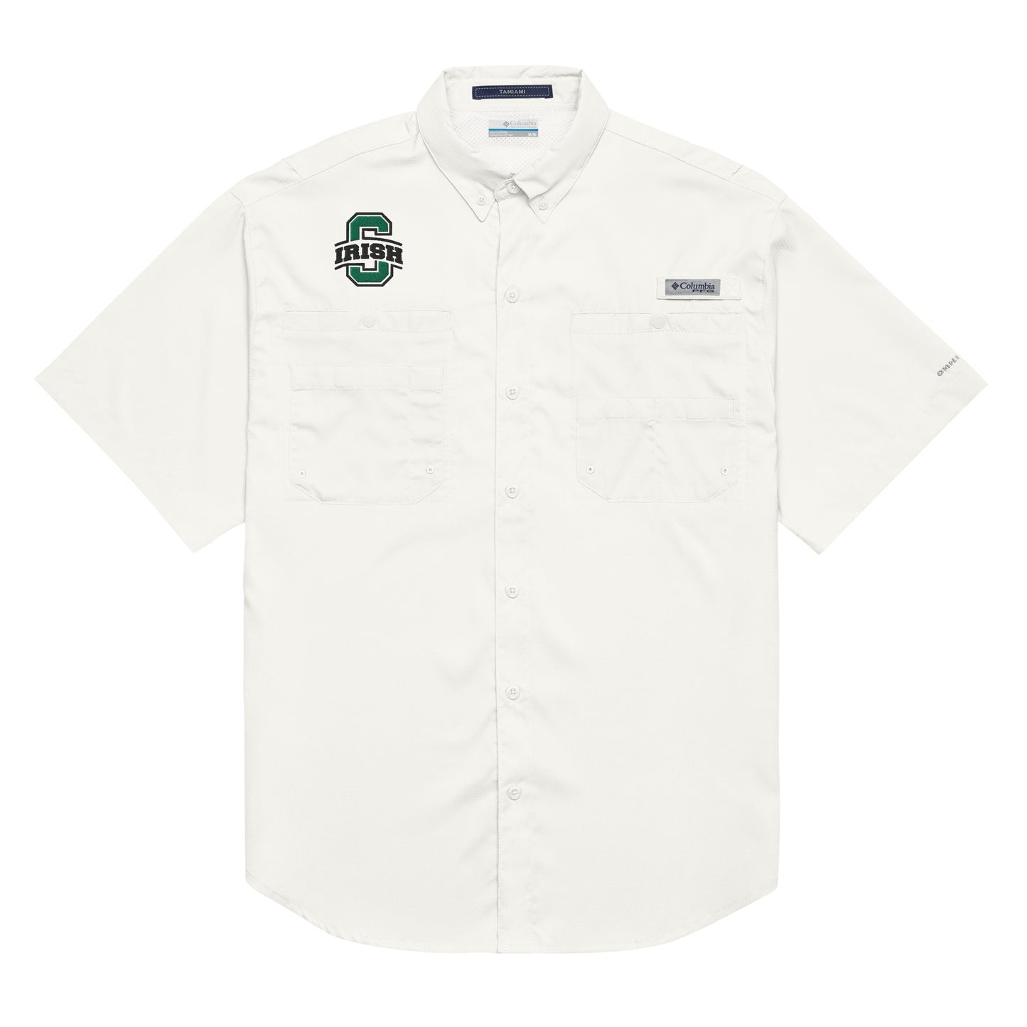 SCIOTO Block S logo_IRISIH-Men’s Columbia short sleeve button shirt