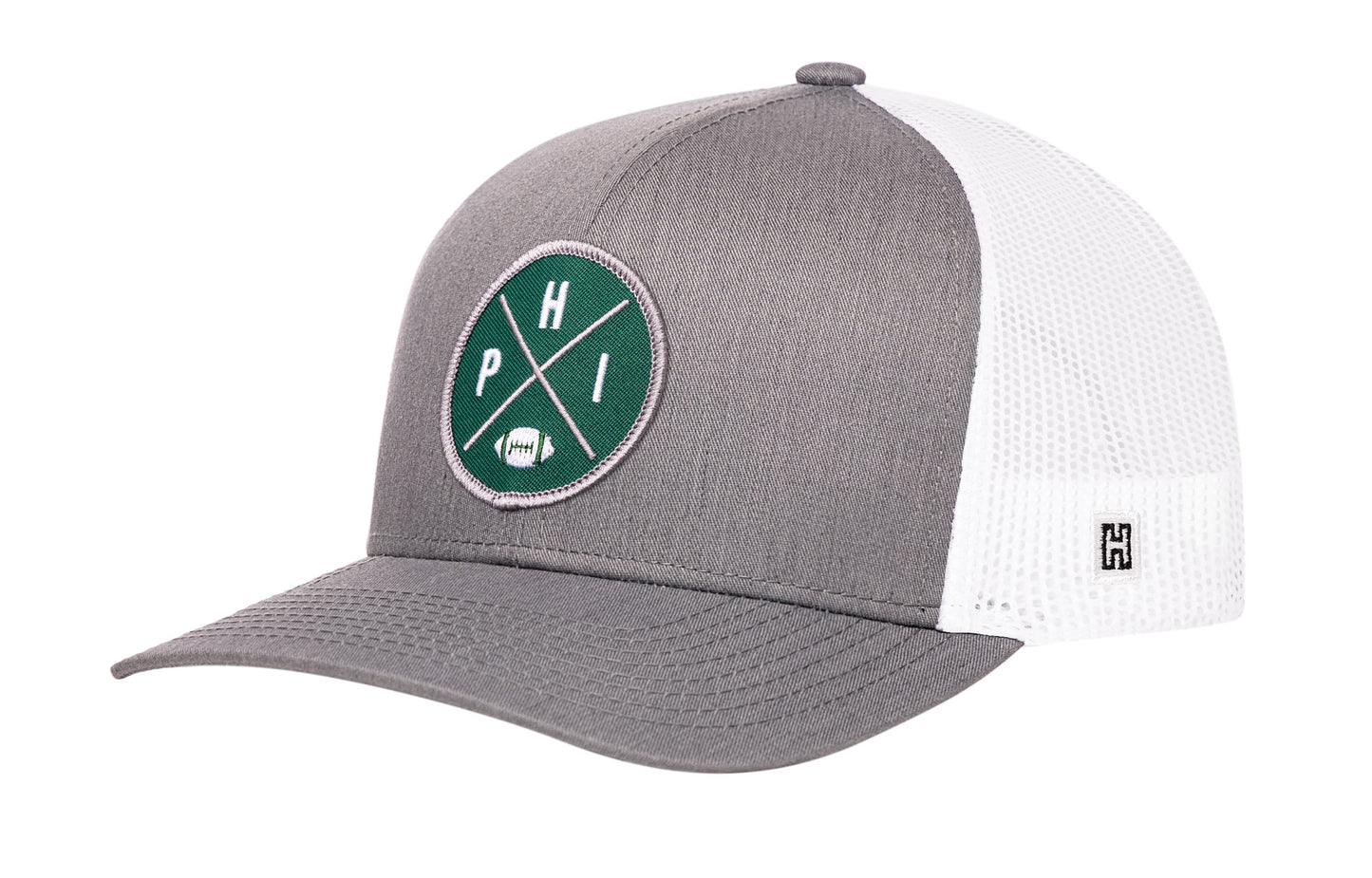 Philadelphia Trucker Hat  |  Black PHI X Football Snapback