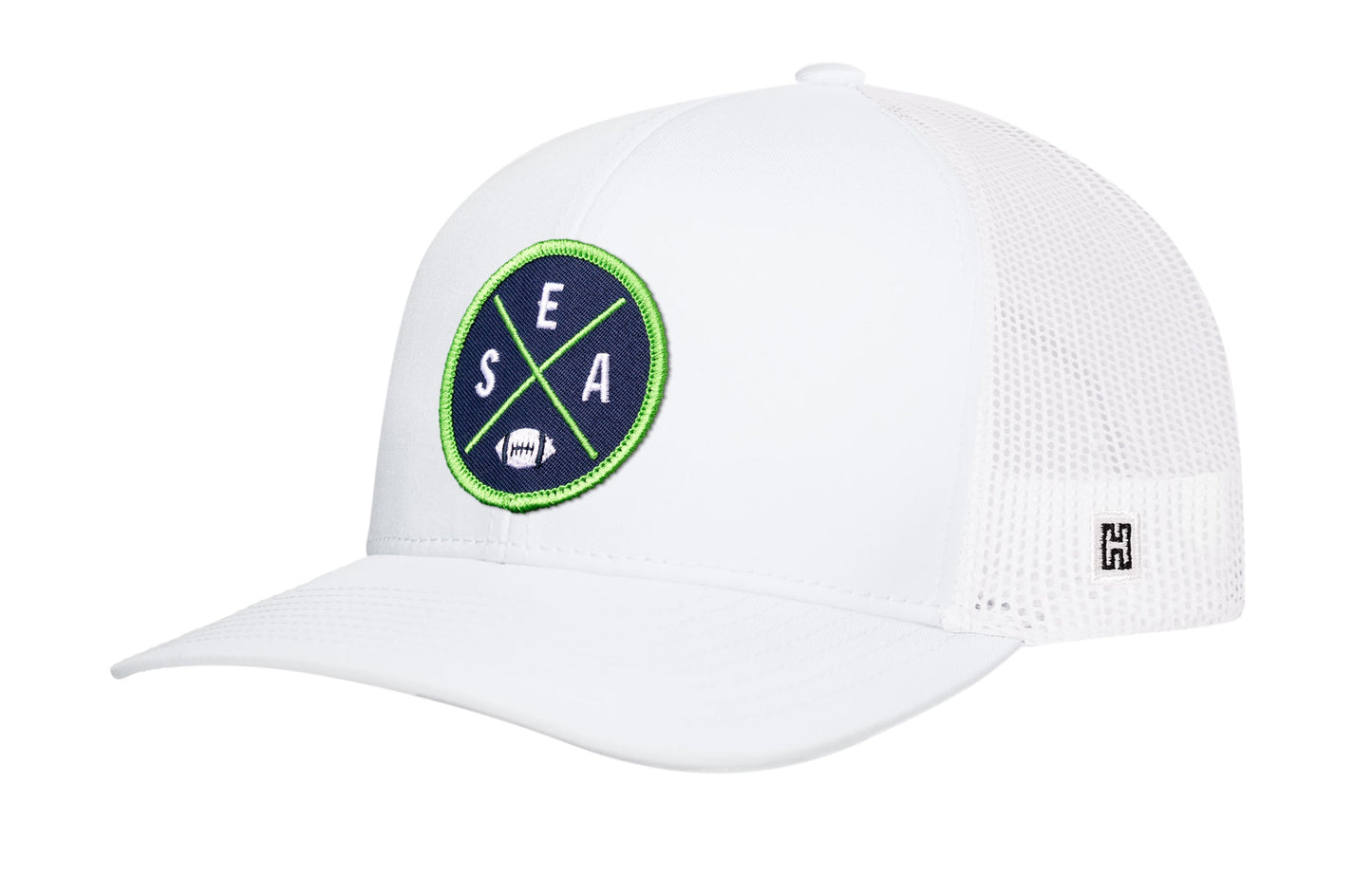 Seattle Trucker Hat  |  Black SEA X Football Snapback